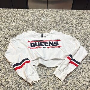 H&M White and Red Divided Sweatshirt